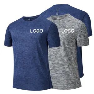 Быстросохнущая Мужская футболка из полиэстера с логотипом на заказ, для бега, фитнеса, занятий спортом, спортзала, Прямая поставка