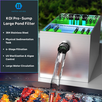 Grand filtre extérieur pour bassin en acier inoxydable 304 avec chambre à sédiments pour poissons koï, filtration 6 étapes et clarificateur UV