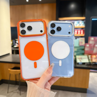 Coque de téléphone iPhone 14 Pro Max en TPU PC, magnétique, semi-transparente, teintée, antichoc, avec airbag, marron et bleu, vente en gros