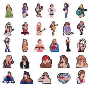 Dijes de PVC suave de moda con diseño de dibujos animados de la cantante estrella <span class=keywords><strong>Taylor</strong></span> <span class=keywords><strong>Swift</strong></span>, para decoración de zapatos, bolsos y zuecos, accesorios para calzado, venta al por mayor - Product Image 1