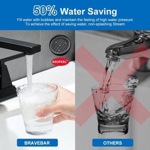 Grifo AOWE de Alta Calidad con Diseño Moderno, 2 Manijas, Montaje en Cubierta con Distancia entre Ejes de 4 Pulgadas, Sin Contacto, Cerámica, Aleación de Zinc Ennegrecida, Garantía de 5 Años - Product Image 3