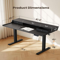 AJUNION Table élévatrice d'étude réglable électrique Bureau debout Cadre robuste Surface de travail spacieuse Réglage de la hauteur Bureau de bureau
