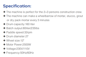 Redsun MXA160 <span class=keywords><strong>Mixer</strong></span> beton baja, kapasitas 160L Motor 2500W 10m/jam produktivitas untuk penggunaan situs konstruksi yang efisien - Product Image 4