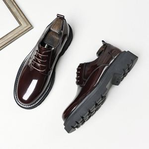 Autumn Latest Formal Business Genuine Leather English Square-<b>Toe</b> Hand-carved Embossing Lace-up Oxford Breathable Anti-Sliproof - Product Image 6
