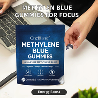 Bonbons gommeux antioxydants sans gluten au bleu de méthylène 5 mg, marque privée OEM, emballage personnalisé, pour l'énergie, la mémoire, la concentration et la santé cérébrale des adultes