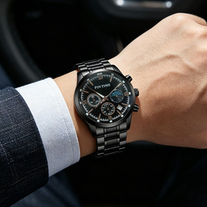Montre multifonctionnelle pour homme avec chronomètre, affichage lumineux, fonction calendrier, résistante à l'eau, bracelet en acier inoxydable, quartz - Product Image 5