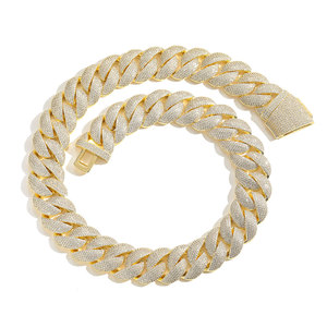 JUXIN - <span class=keywords><strong>Cadena</strong></span> Cubana de Moda de Lujo, Estilo Hip Hop, <span class=keywords><strong>con</strong></span> Circonitas Brillantes 5A, <span class=keywords><strong>Cadena</strong></span> Cubana de Burbujas de 22 mm para Hombre - Product Image 2
