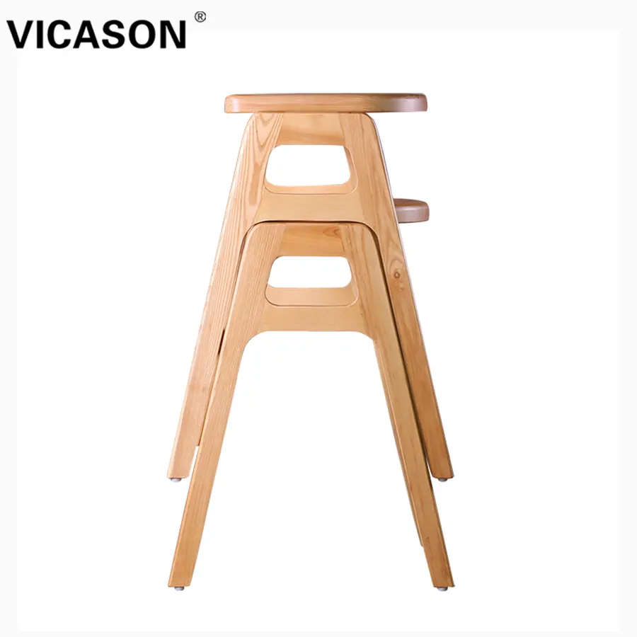 Vicason Hot Bán tối giản phong cách nhà bếp đảo truy cập Stackable rắn gỗ thanh truy cập ghế
