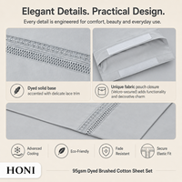 Parures de draps respirantes classiques HONI pour lits Queen et King avec taies d'oreiller pour textiles de maison