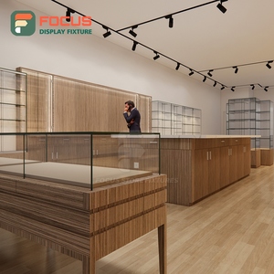 Portable Smoke Shop Display Cabinet Wood Glass Counter LED Light Tobacco Display Cabinet - Product Image 3