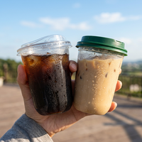 Gobelets en plastique PET personnalisés de 350 ml et 500 ml, gobelets transparents pour boissons, gobelets à emporter pour jus, smoothies, bubble tea, boissons froides