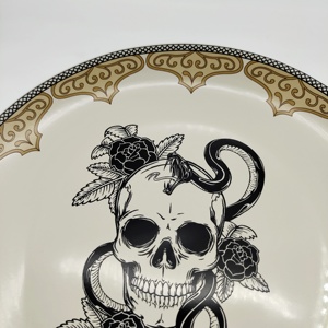 Juego de <span class=keywords><strong>Vajilla</strong></span> de Cerámica con Diseño Gótico de Halloween, Estampado de Calavera Negra y Serpiente con Rosas, Borde de Encaje Antiguo, <span class=keywords><strong>Porcelana</strong></span> - Product Image 5