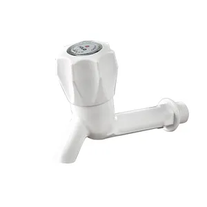 White Tap Wall Mounted PVC Plastic Bib Cock Cold Water Tap Faucet for South America and Asia