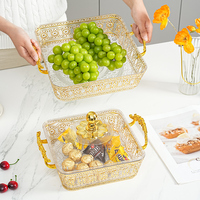 Assiettes décoratives à bord doré pour mariages et fêtes, en plastique transparent, avec couvercle, pour service de fruits et thé – Grande vente