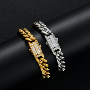 สร้อยคิวบาสแตนเลสสตีลเงาขนาด 12 มม. พร้อมตัวล็อคแบบสปริงคู่ สร้อยแฟชั่น Tanjing Lijing - Product Image 3