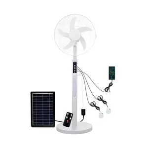 Cheap 14 Inch Emergency LED Lights USB Charger Charge Phone Powered Rechargeable Solar Stand Fan With Panel And Battery For Home