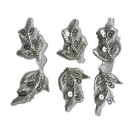 1 pièce, petite feuille, paillettes 3D, strass, perles, applique en dentelle brodée à coudre, patch DIY pour chaussures et sacs