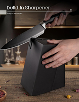 Ensemble de couteaux de cuisine en acier inoxydable à haute teneur en carbone de 15 pièces avec manches en plastique, aiguiseur intégré, compatible lave-vaisselle