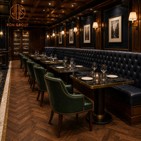 Banquette en forme de L capitonnée Ron Group, chaise ergonomique rembourrée, table carrée en marbre, mobilier de luxe pour bar et restaurant