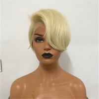 Perruques courtes en cheveux humains coupées pour femmes, perruque bob pré-épilée, cheveux humains brésiliens Remy, perruques en dentelle sans colle