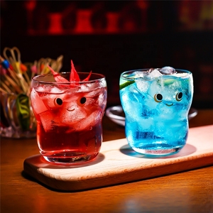 Vasos de Cóctel con Cara Sonriente de 300 ml, Vaso de Vidrio Transparente con Agarre, Lindo Vaso de Vidrio <span class=keywords><strong>Nico</strong></span> - Product Image 2