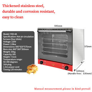 فرن دوران هواء ساخن من 4 أطباق مؤقت للاستخدام المنزلي والتجاري، فرن تارت البيض بدرجة حرارة ثابتة، فرن خبز بيتزا أوروبي - Product Image 3