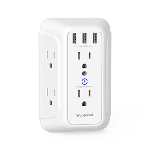 Wontravel USB tường sạc bảo vệ tăng 6 ổ cắm trên tường Extender đa cắm ổ cắm tường adapter với 20W PD - Product Image 2