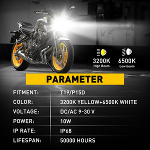 Auxito moto HB2 CANBUS H4 9003 phare LED feux de croisement 6500k blanc et 3200k jaune 1 pièce - Product Image 3