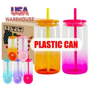Vasos Acrílicos Transparentes de 16oz con Efecto Degradado, Vasos de Plástico con Tapas de Colores para Envolturas UV - Product Image 1