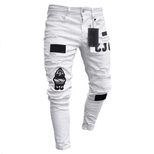 Homens Quebrado Buraco Lápis <span class=keywords><strong>Jeans</strong></span> Homens Calças Casuais Fino Denim Calças Cowboys Clássicos Homem Jovem <span class=keywords><strong>Skinny</strong></span> Slim Fit Angustiado Calças - Product Image 3
