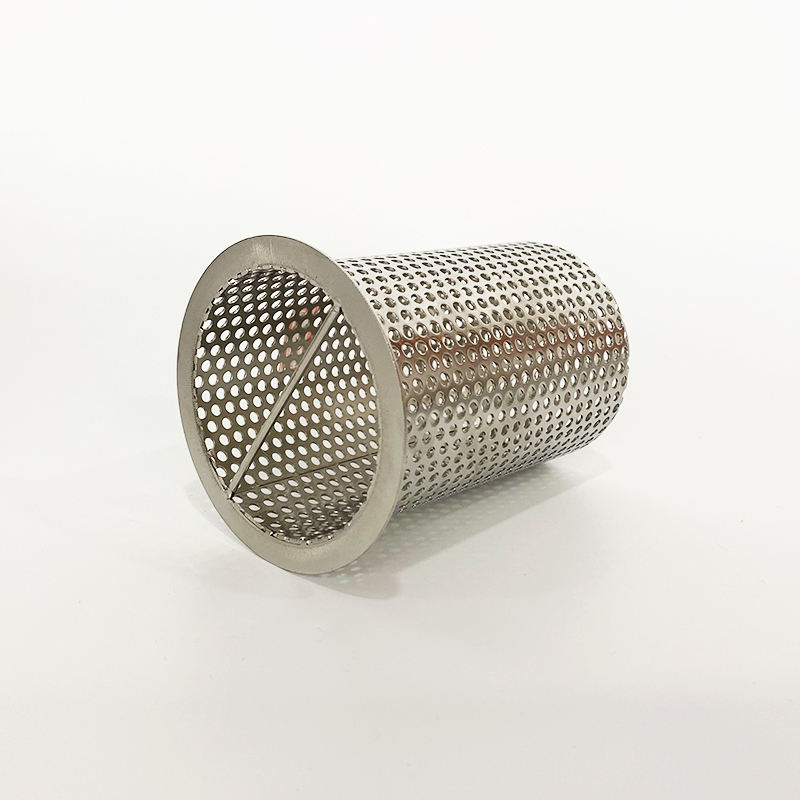Filtro a cestello per filtro a tubo con foro tondo perforato in acciaio inossidabile 304 316 con maniglia
