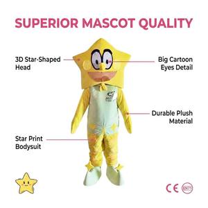 Costume da Mascotte Personalizzato a Forma di Stella per Adulti, in Peluche, per Compleanno, Super Morbido in Cotone PP, Antistress, Giallo, Cartone Animato, Carino e Divertente - Product Image 2