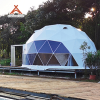 Kawagebo Kamp (KK) 4M Tente dôme géodésique de luxe pour glamping quatre saisons, moderne, imperméable, en PVC, avec salle de bain