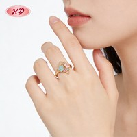 Bagues en laiton plaqué or 18 carats avec zirconiums, fleurs en émail et couronne en filigrane, style moderne, pour femmes, vente en gros