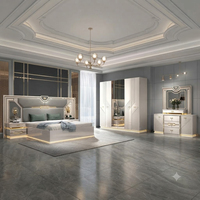 Nouvelle conception de chambre à coucher turque complète, ensembles de luxe pour lit king size, 5 pièces, cadre en bois double, ensemble de meubles de chambre à coucher modernes