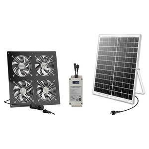 25W Solarbetriebener 4-Gang Bürstenloser DC-Abluftventilator Anpassbarer 4000mAh Akku Industrielle Belüftung Dachboden Hund Kunststoff OEM - Product Image 1