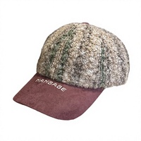 Casquette de baseball rétro en laine d'agneau avec patchwork brodé et lettres, style Dad Hat pour femme, automne-hiver