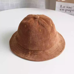 Wholesale Corduroy <b>Bucket</b> Hat Custom Logo Solid for Child Adult Winter Sunshade Casual Character for Fisherman Cap - Product Image 4