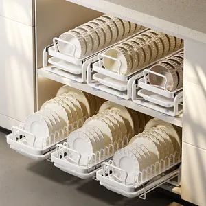 New Product Drawer Metal Single Layer 2 Tiers Bowl Dish Drying Rack Plate Multifunctional Kitchen Storage Rack