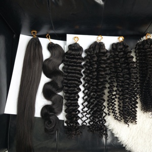 Extensiones de Cabello Remy Reutilizables de Ganchillo con Pluma, Estilo Kinky Liso, Puntas Súper Dobles, Estilos de Trenzado Bohemio ST - Product Image 1