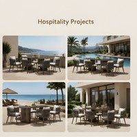 Ensemble table et chaises de jardin en métal, mobilier d'extérieur en aluminium pour hôtel, villa, jardin, resort, patio
