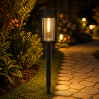 Lampe solaire LED moderne à poteau haut pour aménagement paysager, IP65, acier inoxydable, 15LM, 2700K, résistante aux intempéries, éclairage de chemin extérieur