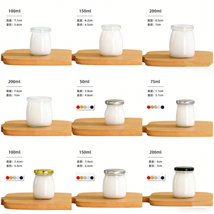 Boîtes <span class=keywords><strong>de</strong></span> yaourt mini rondes à large ouverture vides en gros, contenants alimentaires, bouteilles <span class=keywords><strong>de</strong></span> pudding en verre avec couvercle en liège et bouchons métalliques - Product Image 3
