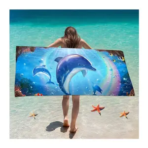 定制标志印刷70x140轻质夏季游泳池舒适无沙超细纤维快干沙滩巾毛毯毛巾
