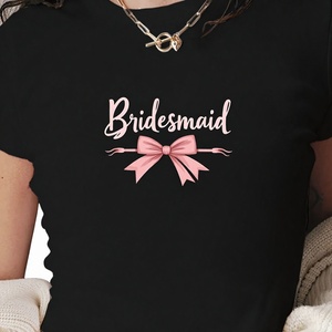 Camiseta Corta de Punto con Estampado Ajustada al Cuerpo Estilo Y2K para Damas de Honor - Product Image 1