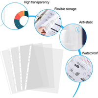 Protège-documents A4 ultra-fins en plastique transparent, 500 pièces, 11 trous, pochettes perforées DIY pour feuilles mobiles, protège-feuilles en PP