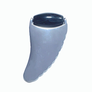 Outil de massage facial Gua Sha en alliage de zinc et obsidienne en forme de corne de bélier pour le lifting - Product Image 1