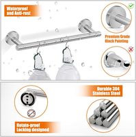Ensemble de 6 accessoires de salle de bain contemporains en acier inoxydable écologique pour hôtel, avec porte-papier et barre porte-serviettes