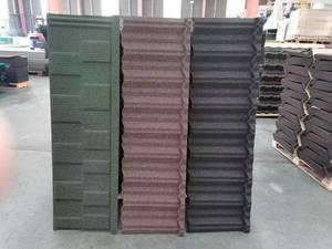 Tejas de techo de metal recubiertas de piedra <span class=keywords><strong>Tudor</strong></span> de todos los colores Revestimiento de zinc de aluminio de acero resistente al calor para la construcción de viviendas - Product Image 6