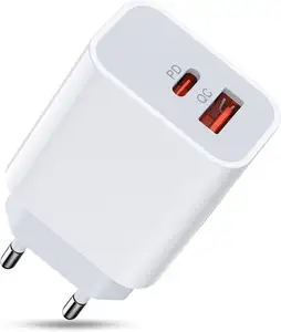 Pengisi daya USB C 20W PD 3.0, adaptor daya port ganda untuk iPhone Max Galaxy Pixel 4/3 iPad/iPad Mini Tipe C pengisi daya dinding PD cepat